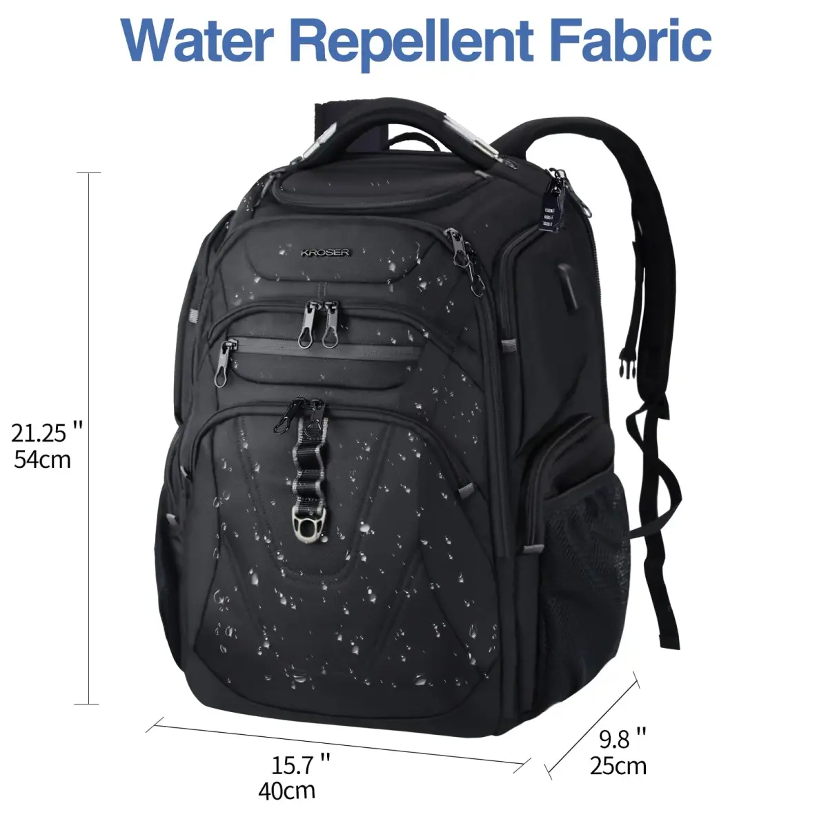 KROSER TSA Friendly Laptop Backpack 18.4 inch XXXL Black Water-Repellent College Daypack with RFID & USB Port - view 2