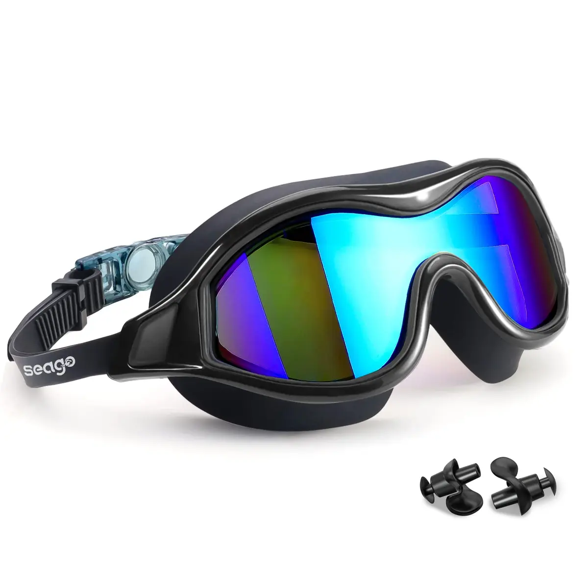 Seago Anti-Fog Mirrored Swim Goggles for Adults & Youth | 180° Clear Vision, UV Protection, Leak-Proof Silicone Seals - main product image