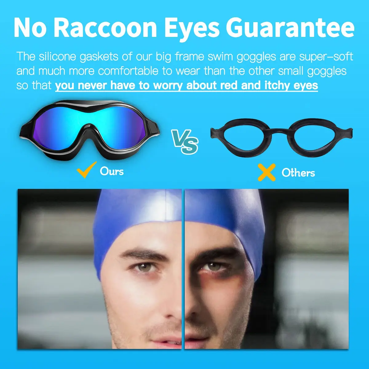 Seago Anti-Fog Mirrored Swim Goggles for Adults & Youth | 180° Clear Vision, UV Protection, Leak-Proof Silicone Seals - view 2
