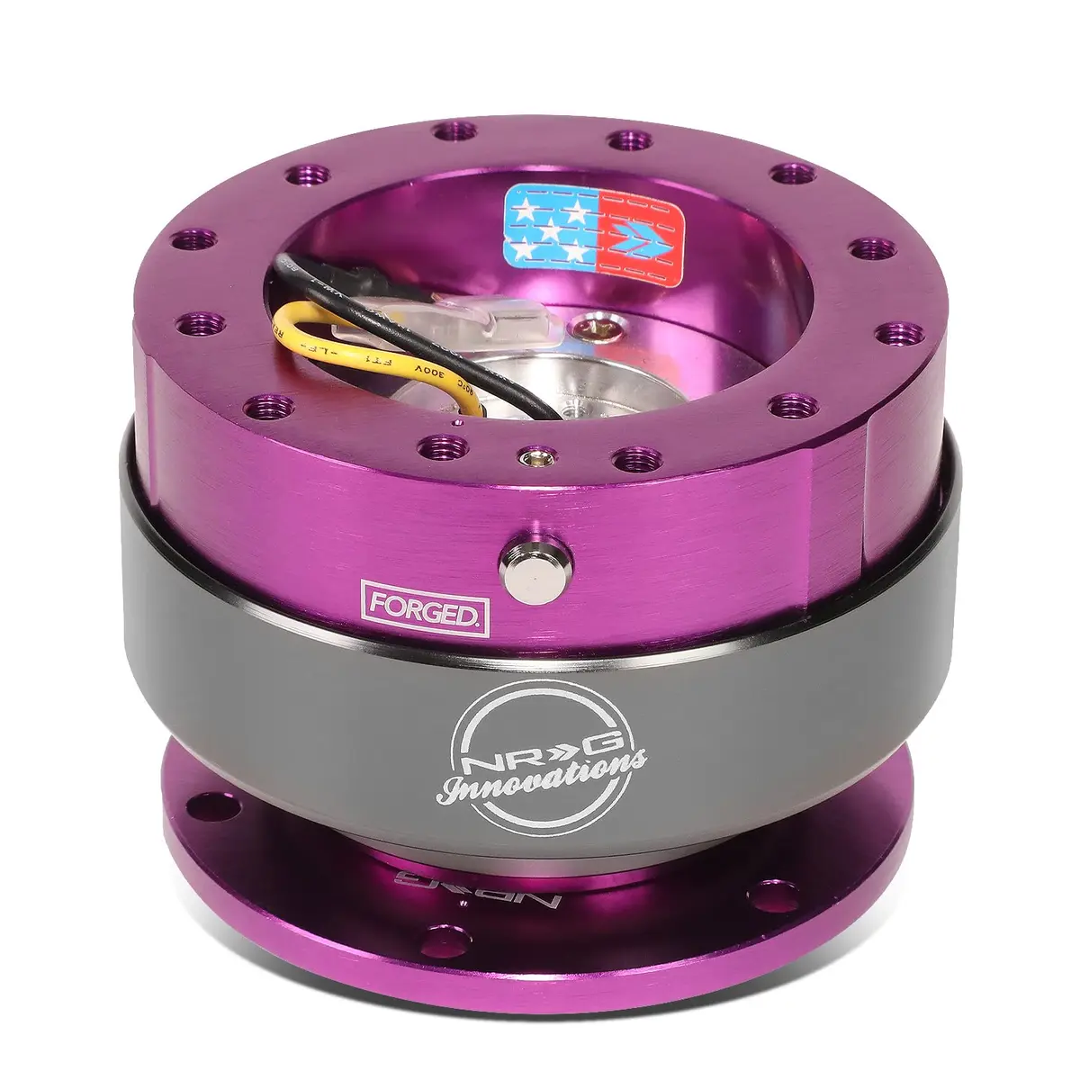 NRG Innovations Steering Wheel Quick Release Kit with Titanium Ring, Purple Body | Durable Aluminum, Universal Fit for Racing & Street (70-120 chars) - main product image