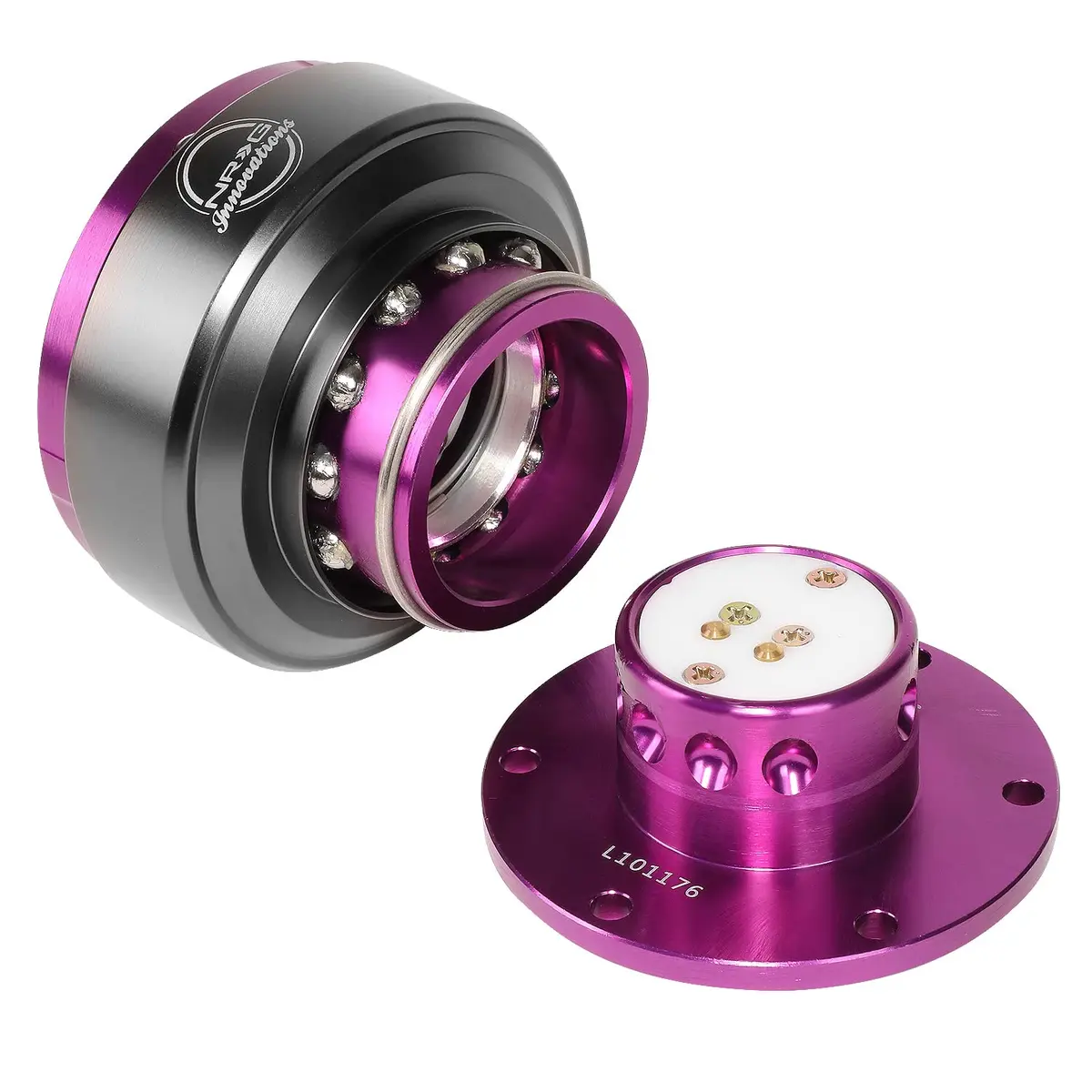 NRG Innovations Steering Wheel Quick Release Kit with Titanium Ring, Purple Body | Durable Aluminum, Universal Fit for Racing & Street (70-120 chars) - view 5