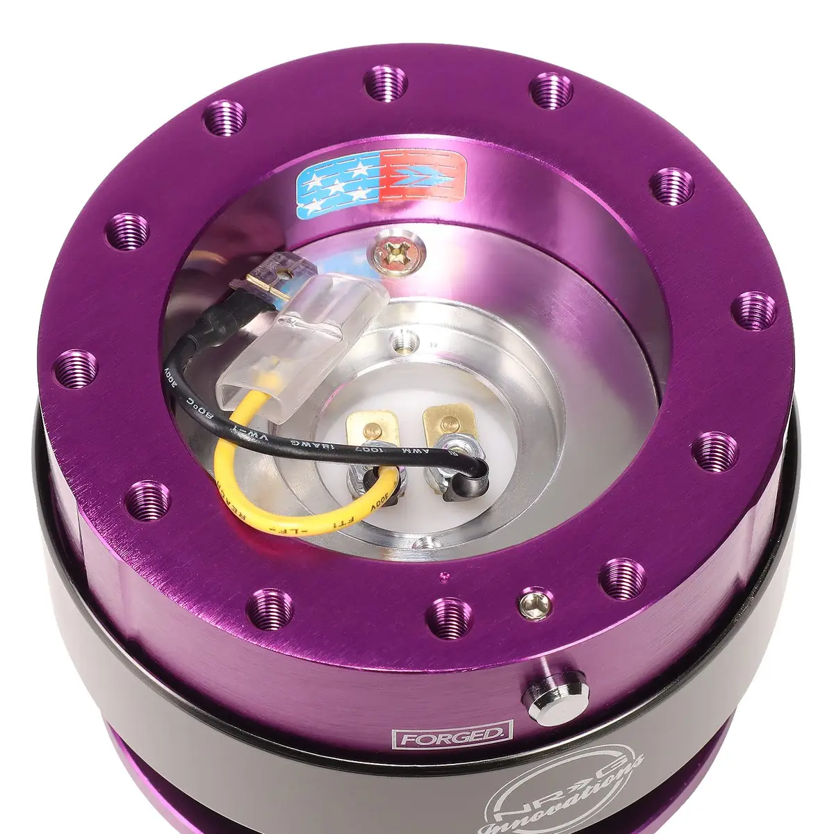 NRG Innovations Steering Wheel Quick Release Kit with Titanium Ring, Purple Body | Durable Aluminum, Universal Fit for Racing & Street (70-120 chars) - view 3