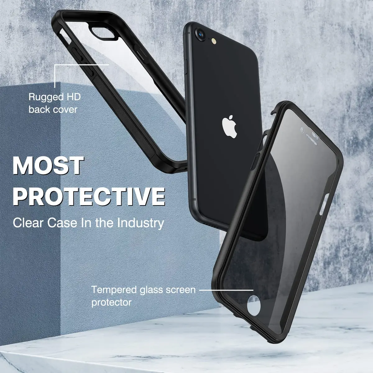 CENHUFO Privacy Case for iPhone SE 2022/2020, iPhone 8/7 | Full Body Shockproof with Built-in Privacy Screen Protector - view 3