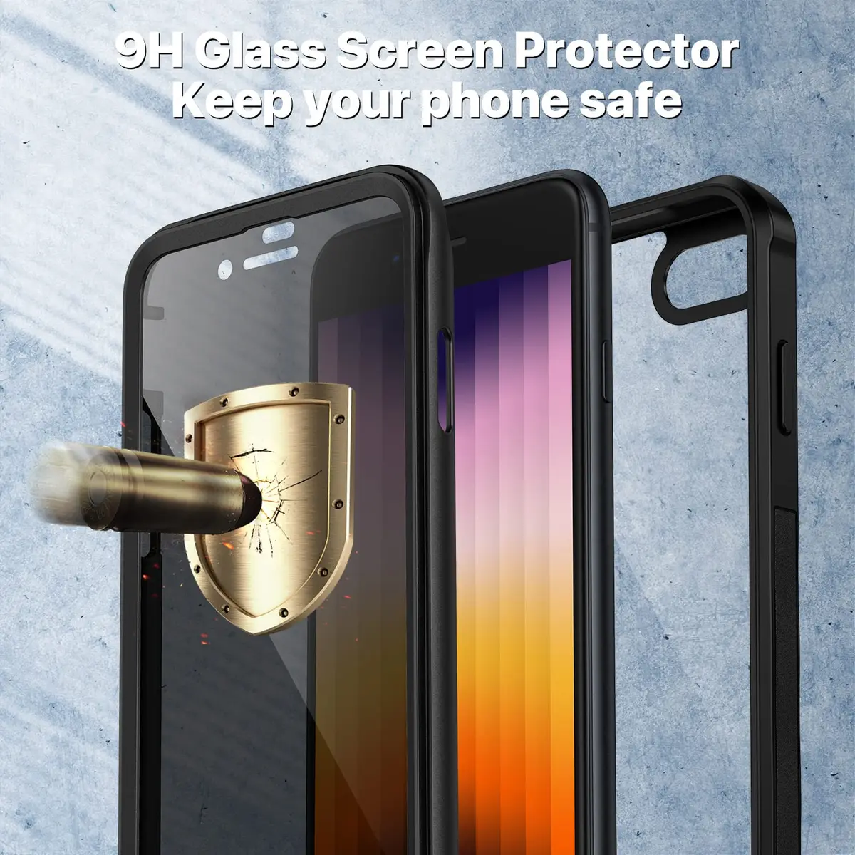 CENHUFO Privacy Case for iPhone SE 2022/2020, iPhone 8/7 | Full Body Shockproof with Built-in Privacy Screen Protector - view 4
