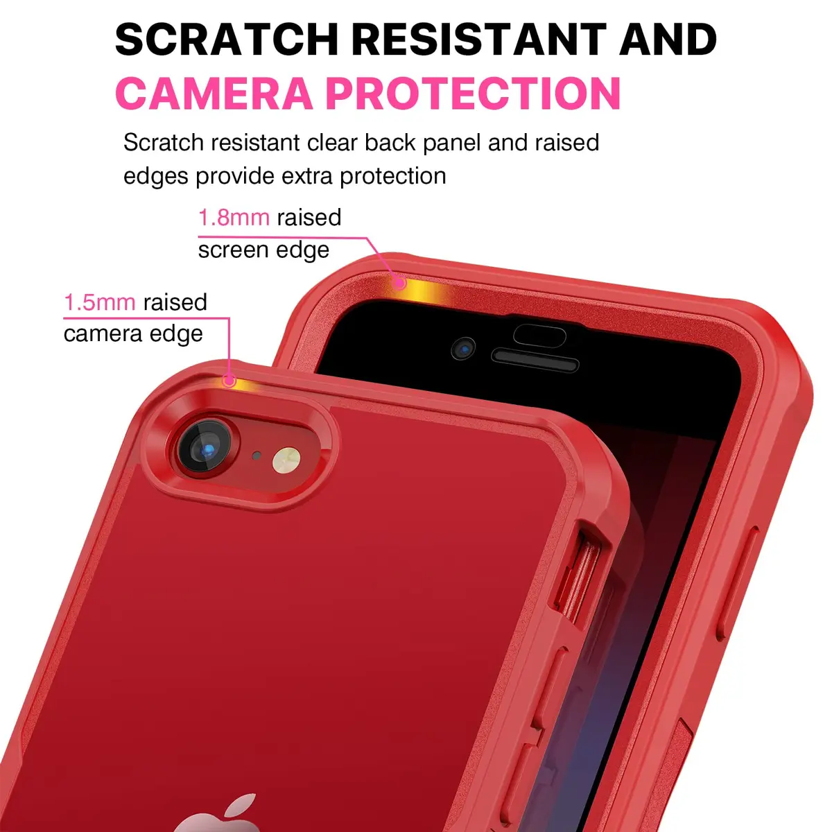 CENHUFO Privacy Case for iPhone SE 2022/2020, 8, 7 Red | Full Body 360° Protection with Built-in Privacy Screen - view 6