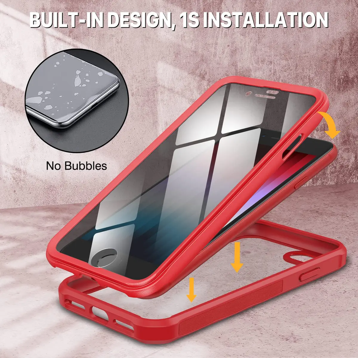CENHUFO Privacy Case for iPhone SE 2022/2020, 8, 7 Red | Full Body 360° Protection with Built-in Privacy Screen - view 9
