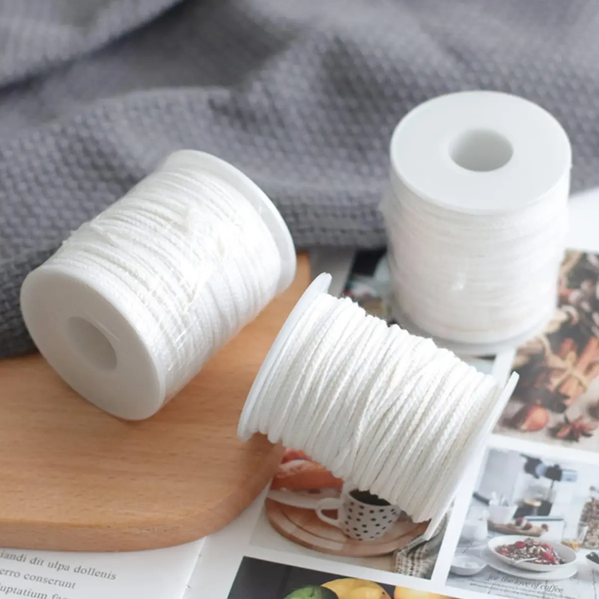 TOKAYIFE 24 PLY Cotton Candle Wick Roll | 260 ft for DIY Candle Making, Medium Pillars - view 5