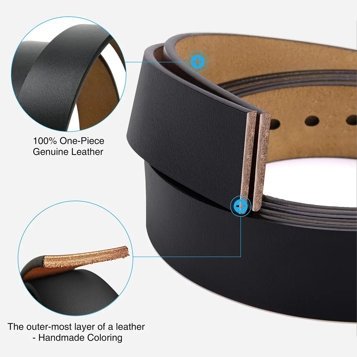 CHAOREN Mens Belts Leather 35mm for Jeans | Durable Casual Belt with Classic Buckle - view 5