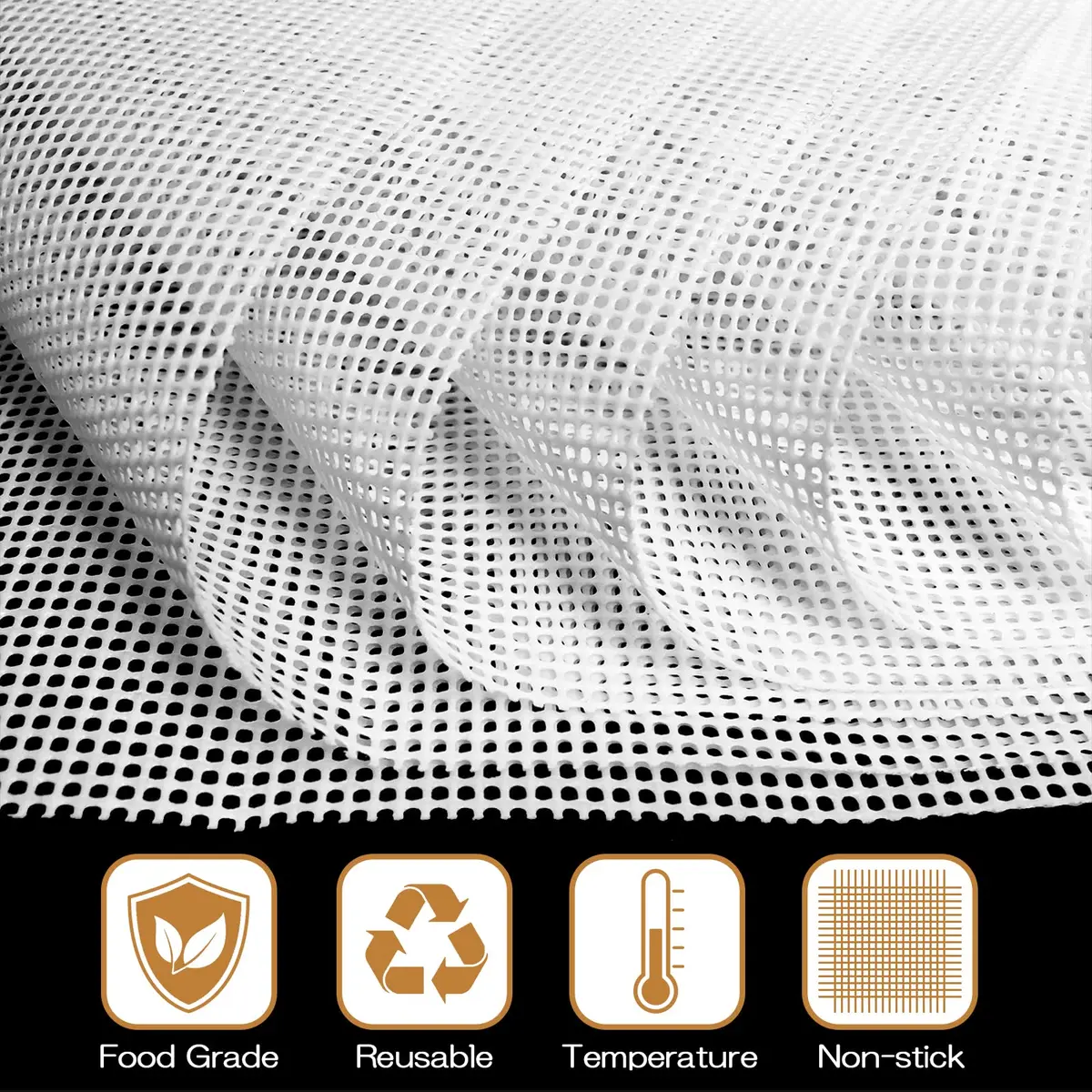 DOSTK Silicone Dehydrator Sheets 35.6cm x 35.6cm (14" x 14") | 9 Pack Non-Stick Reusable Mats for Fruit Dryer Mesh - view 2