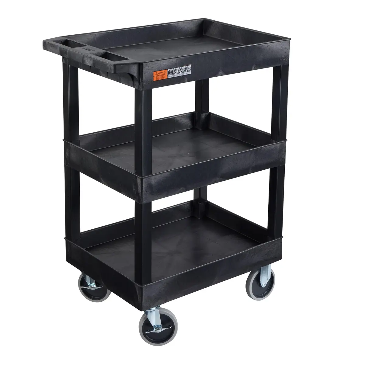 Luxor Utility Cart 24x18 inch | Heavy-Duty 3 Shelf Black, Made in USA (70-120c) - main product image