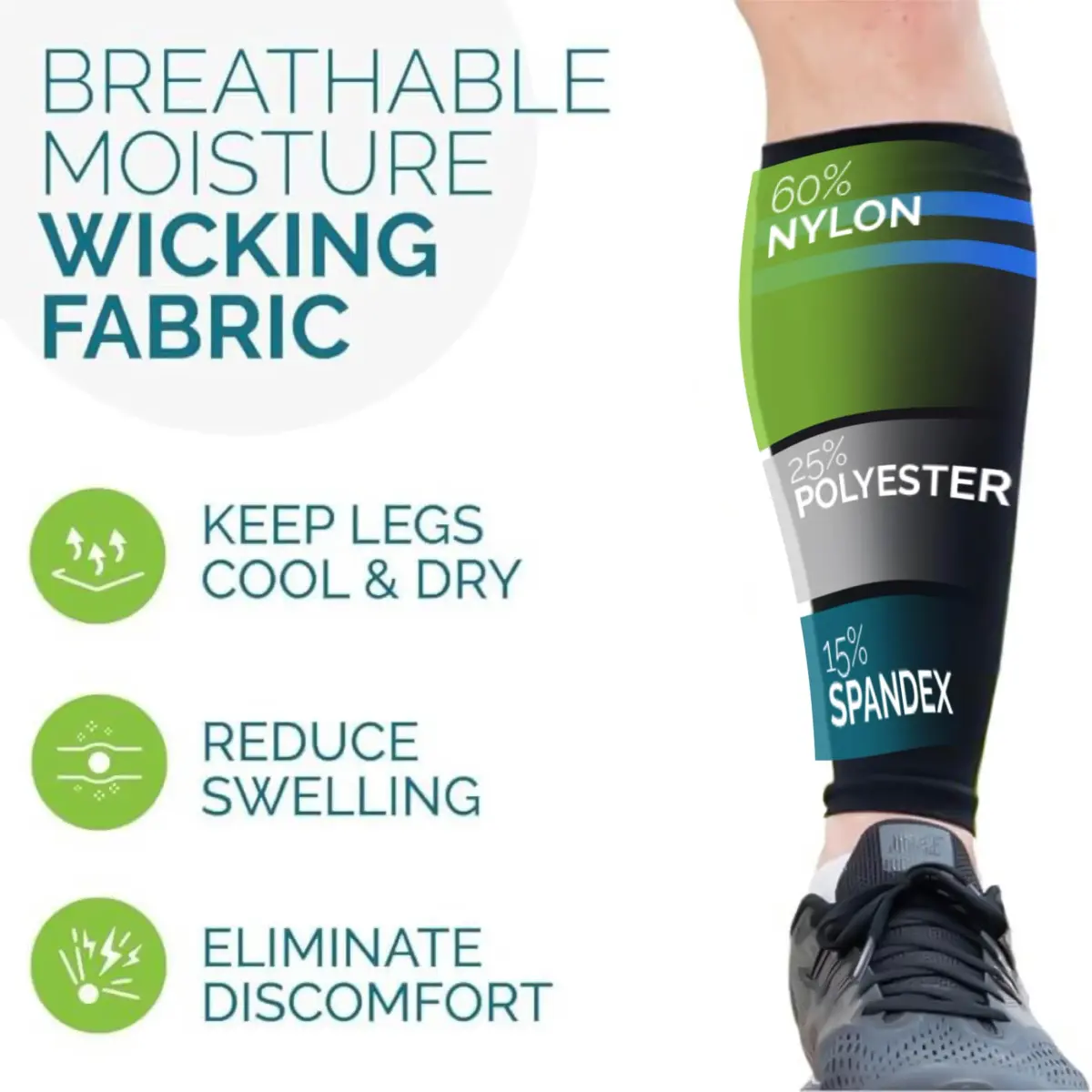 Run Forever Calf Compression Sleeve for Men & Women, 20-30mmHg, X-Large (16-19" Calf) | FDA Approved Medical Grade Support - view 3