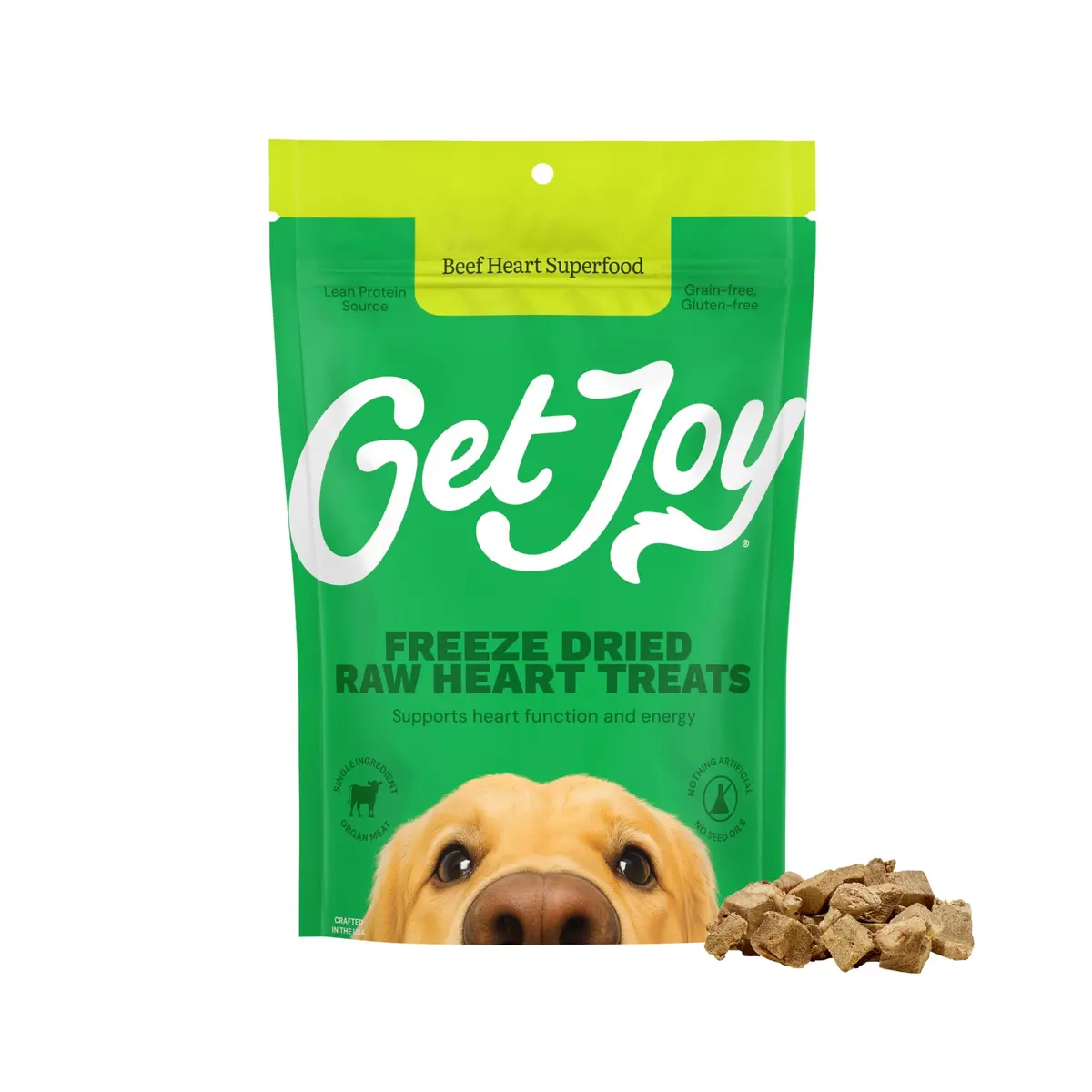 Get Joy Beef Heart Dog Treats 4oz | Single Ingredient, High Protein, Grain & Gluten Free - main product image