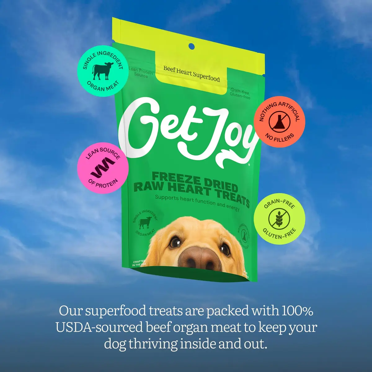 Get Joy Beef Heart Dog Treats 4oz | Single Ingredient, High Protein, Grain & Gluten Free - view 6