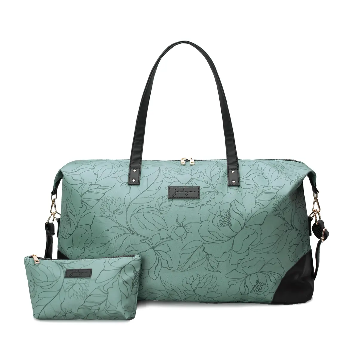 Jadyn Luna Women's Weekender Bag and Travel Duffel, Large 37 Liter Capacity (Sage Flora) | Durable Polyester & Vegan Leather - main product image