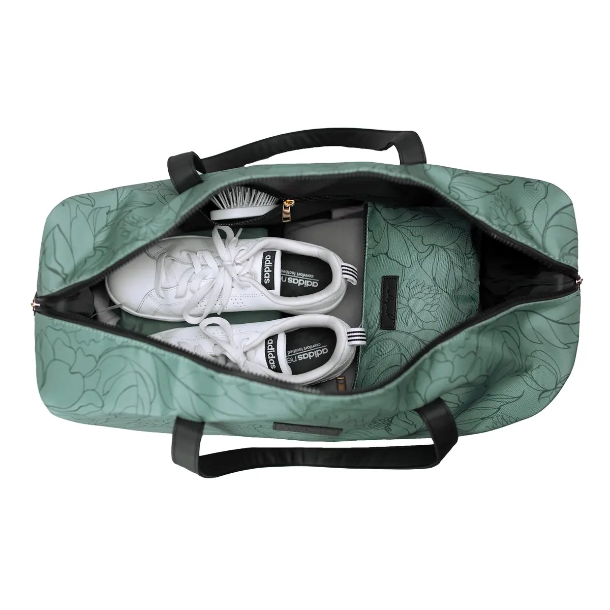 Jadyn Luna Women's Weekender Bag and Travel Duffel, Large 37 Liter Capacity (Sage Flora) | Durable Polyester & Vegan Leather - view 9