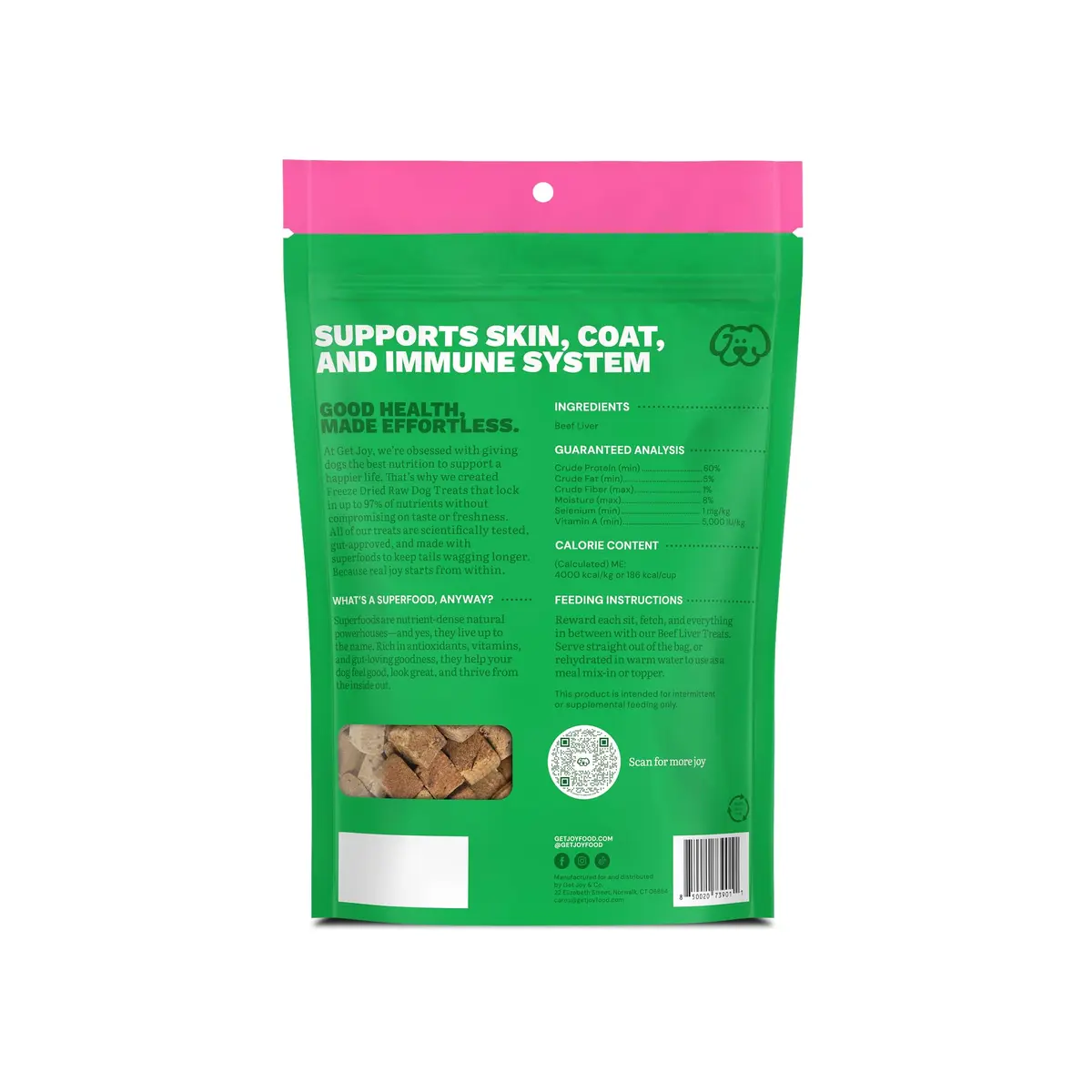 Get Joy Freeze Dried Beef Liver Dog Treats 4oz | Single Ingredient, High Protein, Grain & Gluten Free - view 2