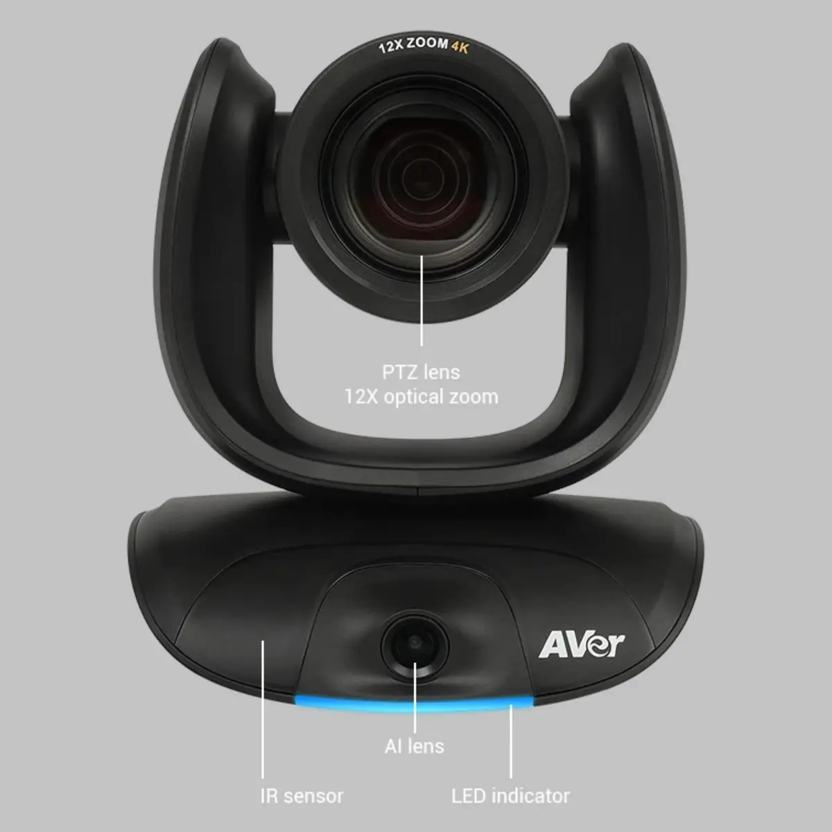 AVer CAM550 4K PTZ Conference Camera – Dual Lens AI Auto Framing with 12X Optical Zoom, Smart Gallery, USB & HDMI for Hybrid Meetings - view 3