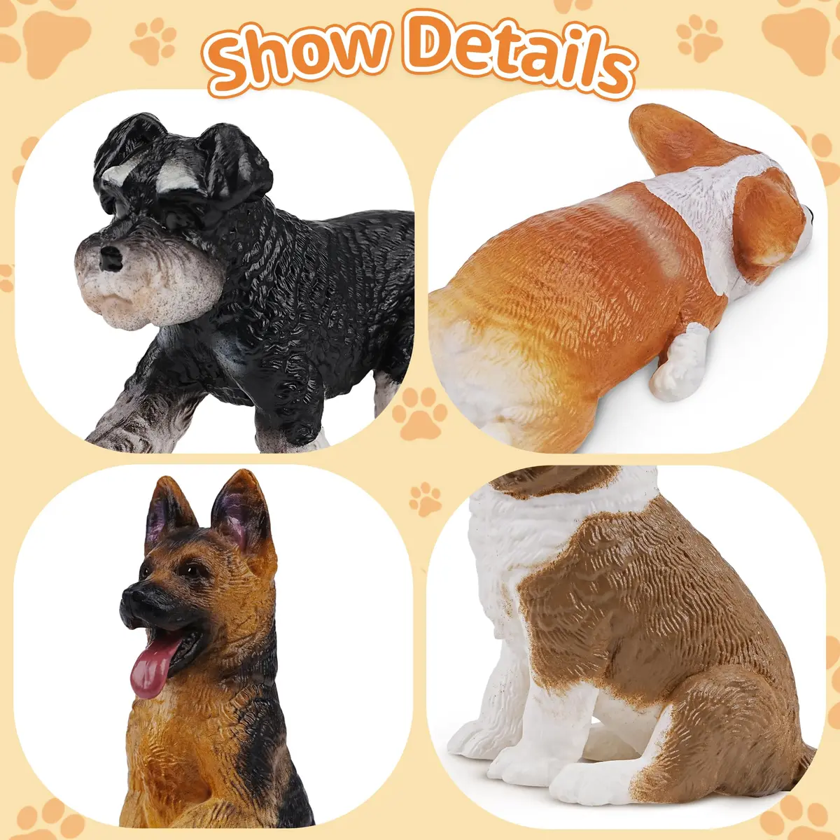 EYSCOTA 12PCS Dog Figurines Playset, Realistic Detailed Plastic Puppy Figures, Hand Painted Mini Dog Figures Toy Set Cake Toppers Easter Egg Birthday Gift for Kids Toddlers - view 5