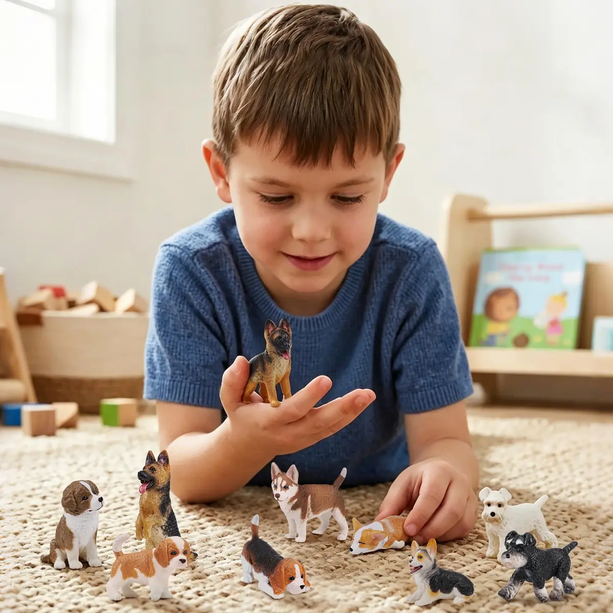 EYSCOTA 12PCS Dog Figurines Playset, Realistic Detailed Plastic Puppy Figures, Hand Painted Mini Dog Figures Toy Set Cake Toppers Easter Egg Birthday Gift for Kids Toddlers - view 9
