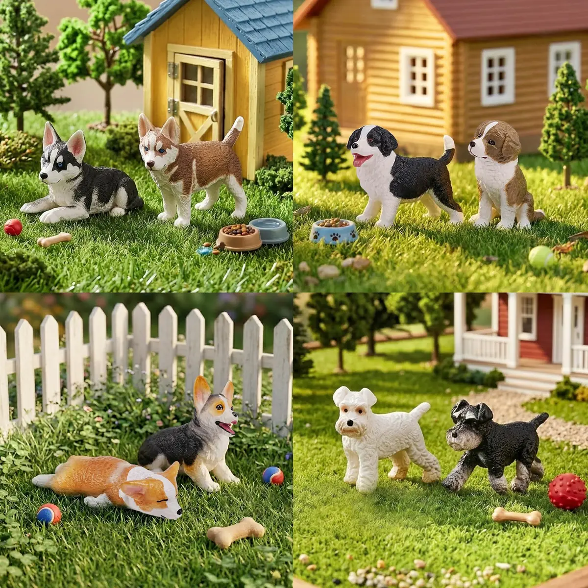 EYSCOTA 12PCS Dog Figurines Playset, Realistic Detailed Plastic Puppy Figures, Hand Painted Mini Dog Figures Toy Set Cake Toppers Easter Egg Birthday Gift for Kids Toddlers - view 2