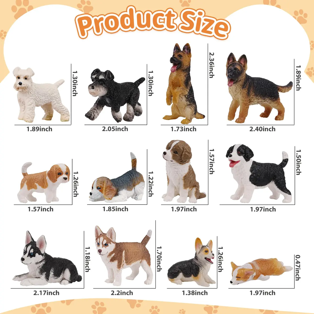 EYSCOTA 12PCS Dog Figurines Playset, Realistic Detailed Plastic Puppy Figures, Hand Painted Mini Dog Figures Toy Set Cake Toppers Easter Egg Birthday Gift for Kids Toddlers - view 3