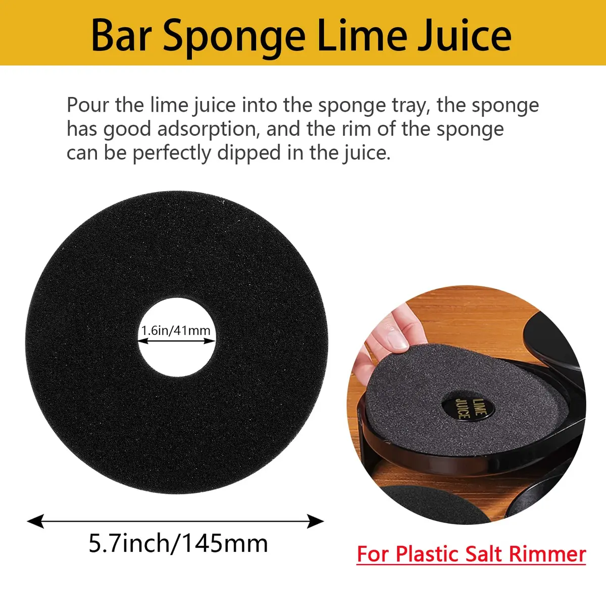 TonJin Black 2pcs Bar Salt Rimmer Sponges | Replacement for Glass Rimmer, Margarita Salter, Lime Juice - view 4