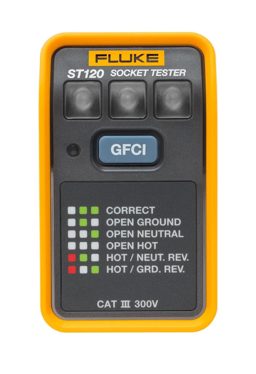 Fluke ST120 GFCI Socket Tester Without Beeper | Tests Outlets for Miswiring & GFCI Function - main product image