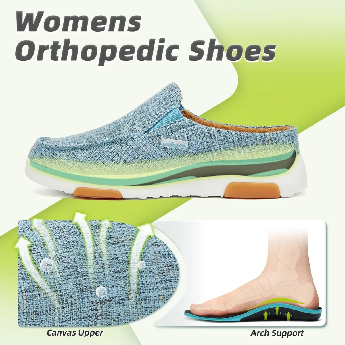 OrthoComfoot Women's Orthopedic Slip-On Loafers Size 7 | Support for Plantar Fasciitis & Foot Pain - view 2