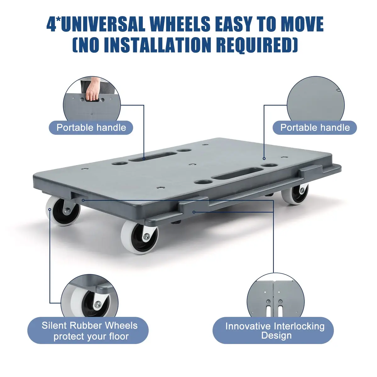Insdawn Furniture Dolly 2 Pack Gray | Heavy Duty 500 Lb Capacity, Connectable Moving Dollies - view 2