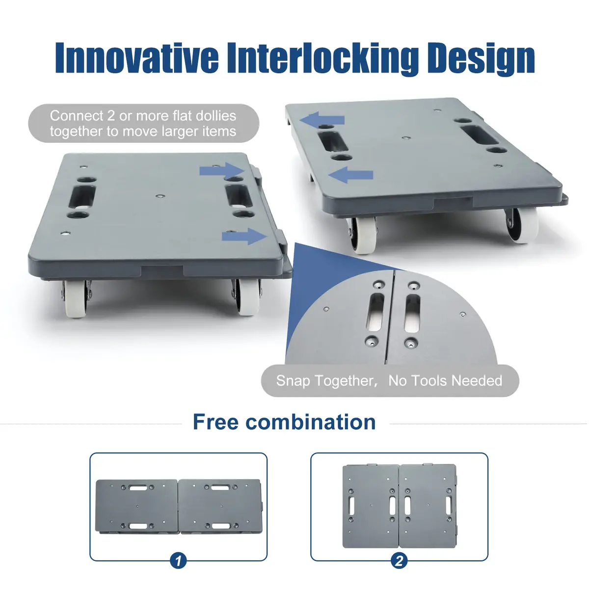 Insdawn Furniture Dolly 2 Pack Gray | Heavy Duty 500 Lb Capacity, Connectable Moving Dollies - view 3