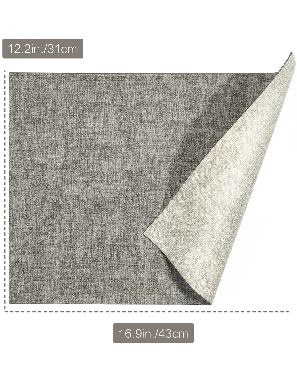 SUEH DESIGN Leather Placemats Set of 6, Light Grey & Smoky Grey | Reversible Non-Slip Table Mats for Dining Kitchen Parties - view 7