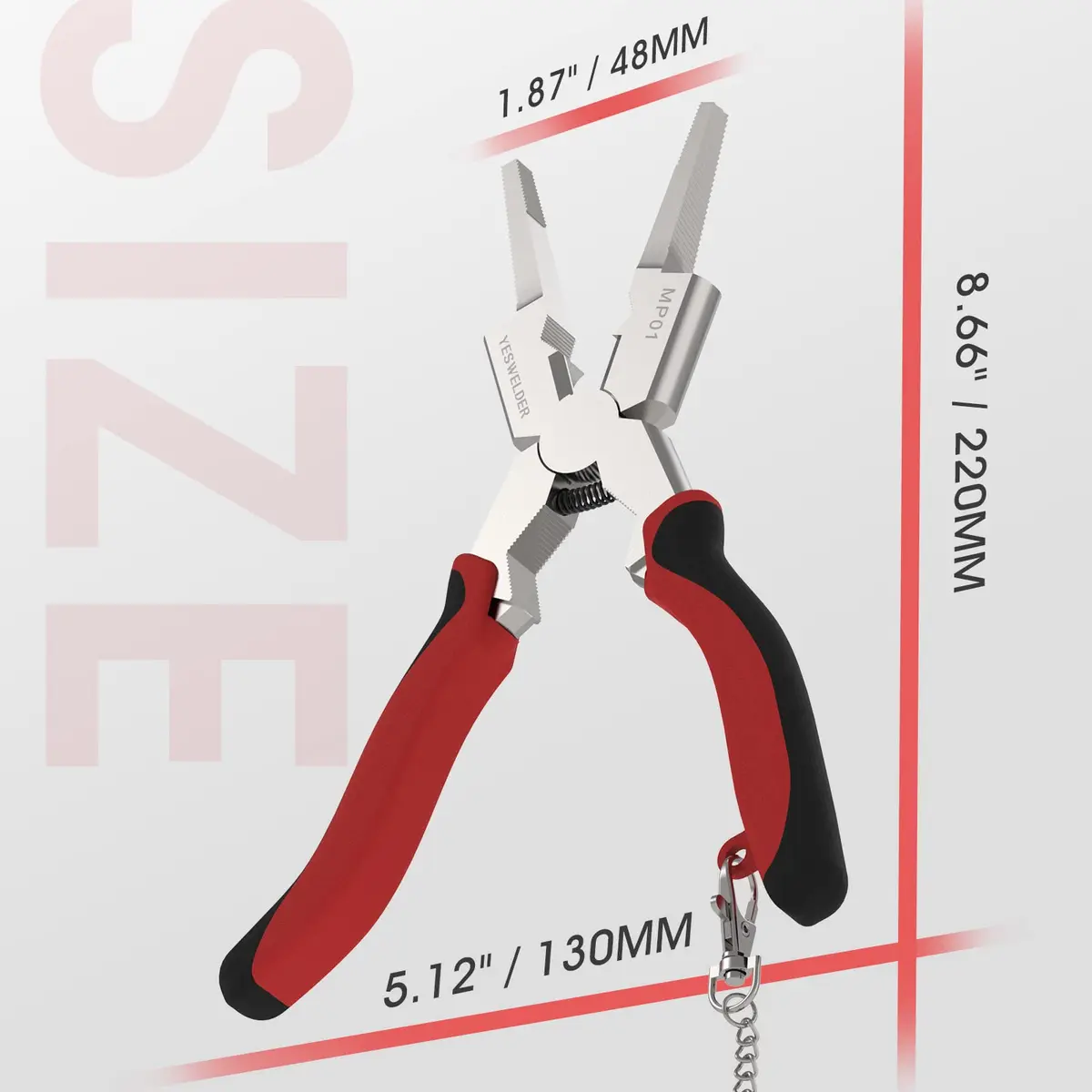 YESWELDER 8 in Deluxe MIG Pliers | High-Carbon Steel, Retention Chain, Multi-Function - view 2