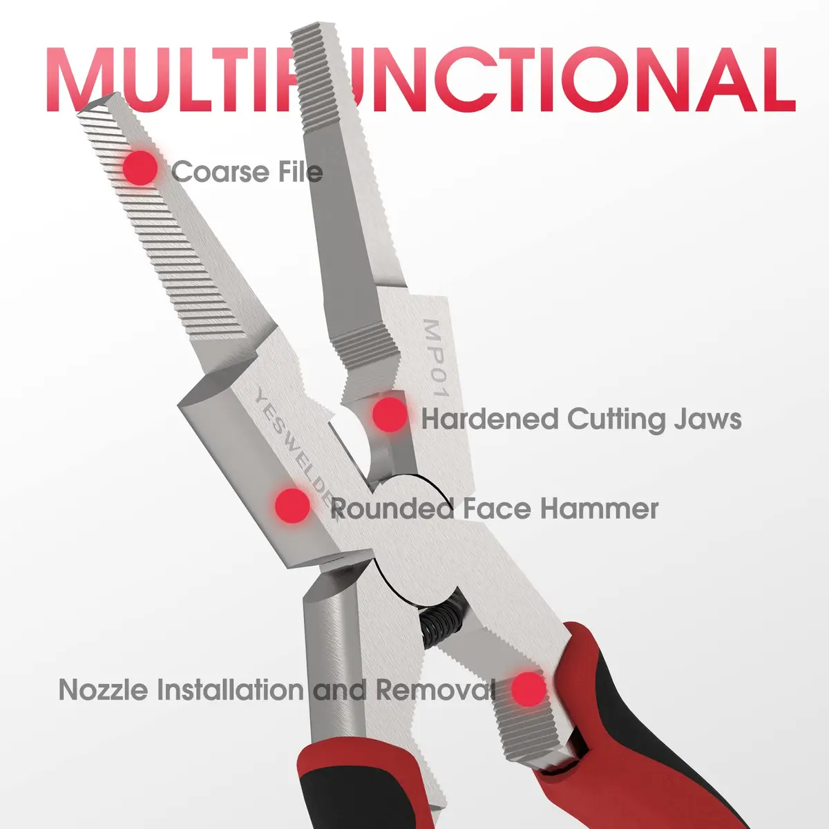 YESWELDER 8 in Deluxe MIG Pliers | High-Carbon Steel, Retention Chain, Multi-Function - view 3