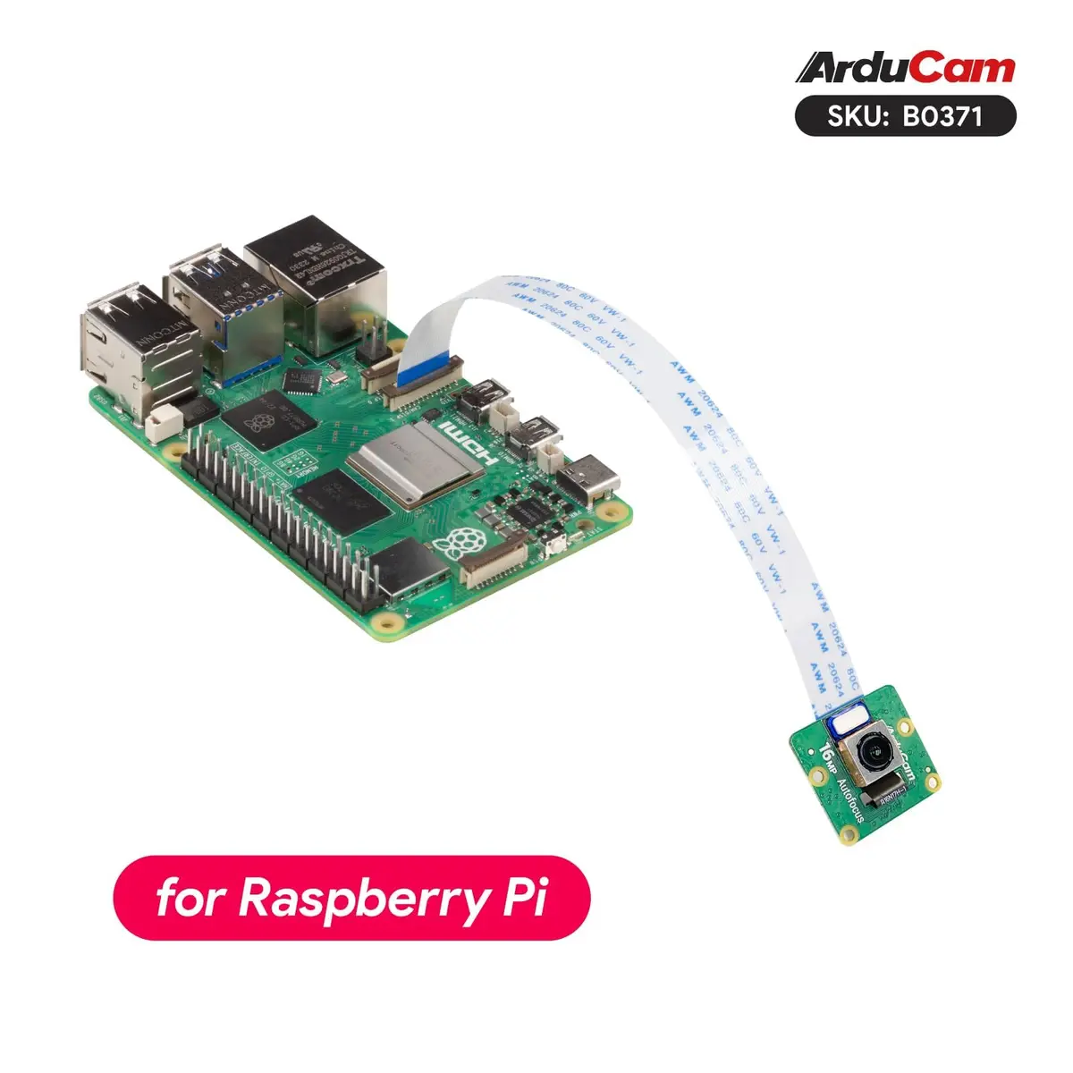 Arducam IMX519 Autofocus Camera Module for Raspberry Pi | 16MP AF Pi Camera Compatible with Raspberry Pi 5/4B/3B+ - view 4