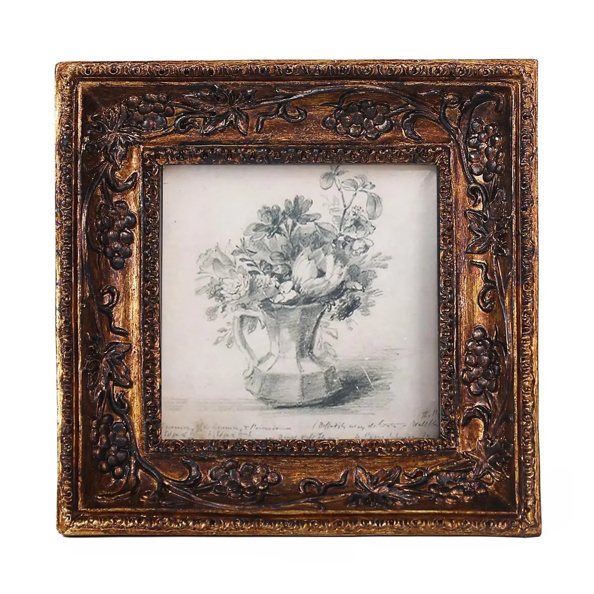 SIKOO Small Vintage 3×3 Picture Frame Antique Ornate | Gold Bronze Finish, Wall & Tabletop Display - main product image