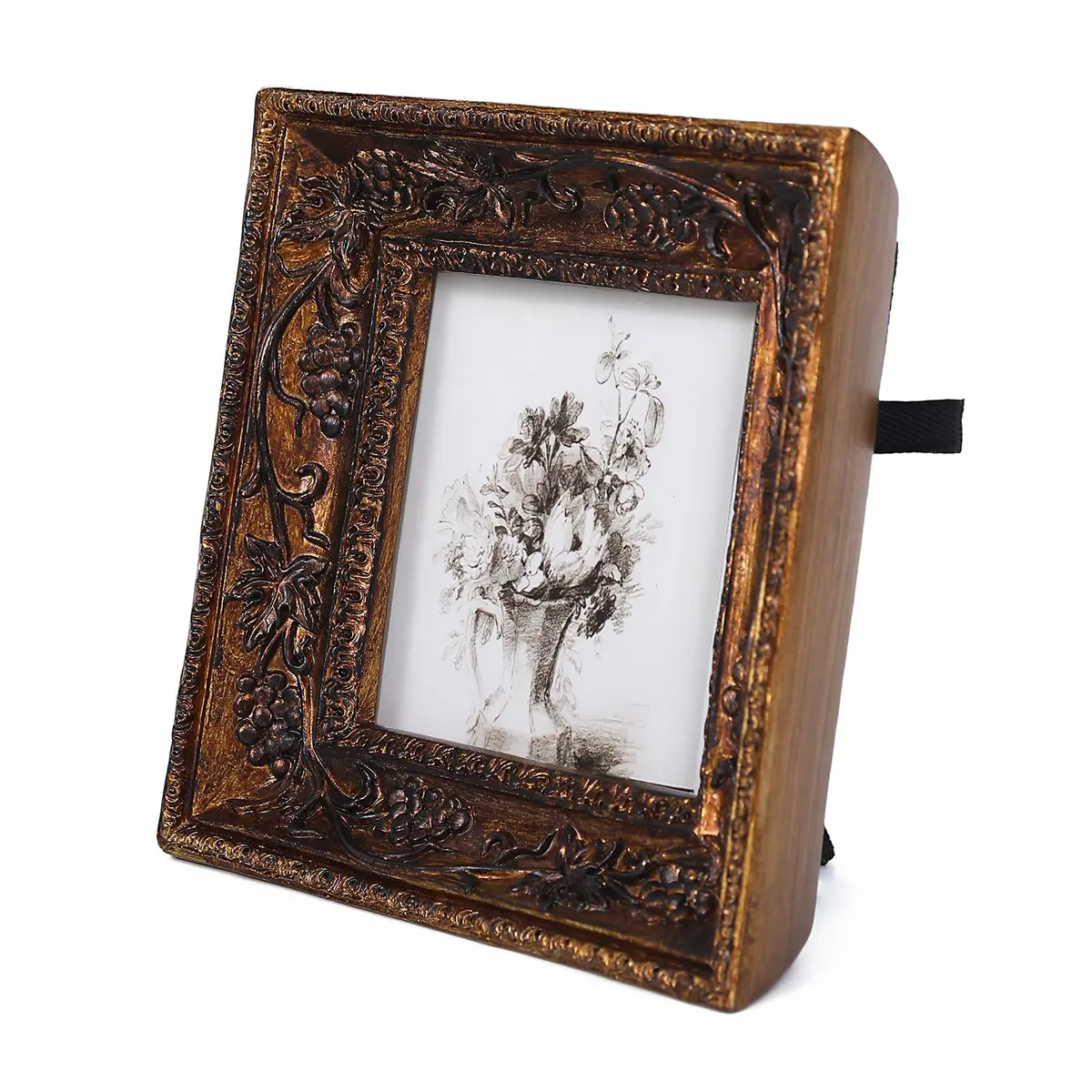 SIKOO Small Vintage 3×3 Picture Frame Antique Ornate | Gold Bronze Finish, Wall & Tabletop Display - view 6