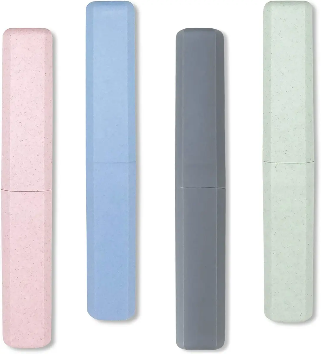 Mulbozy Travel Toothbrush Case, 4 Pack | Breathable Wheat Straw & Plastic, Portable & Eco-Friendly - main product image