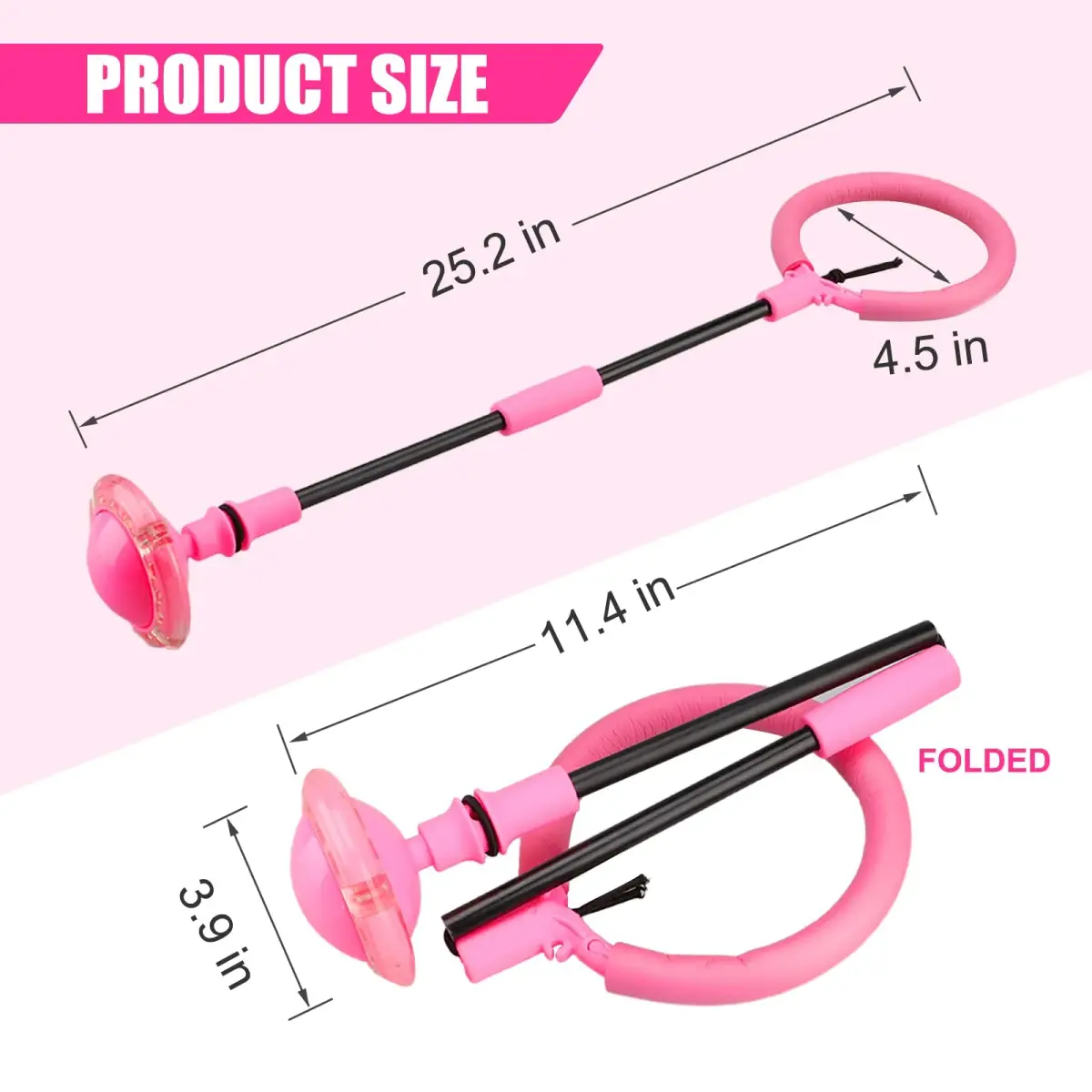 Chridark Ankle Skip Ball with Flash Wheel, Pink | Portable Foldable Toy for Kids & Adults - view 6