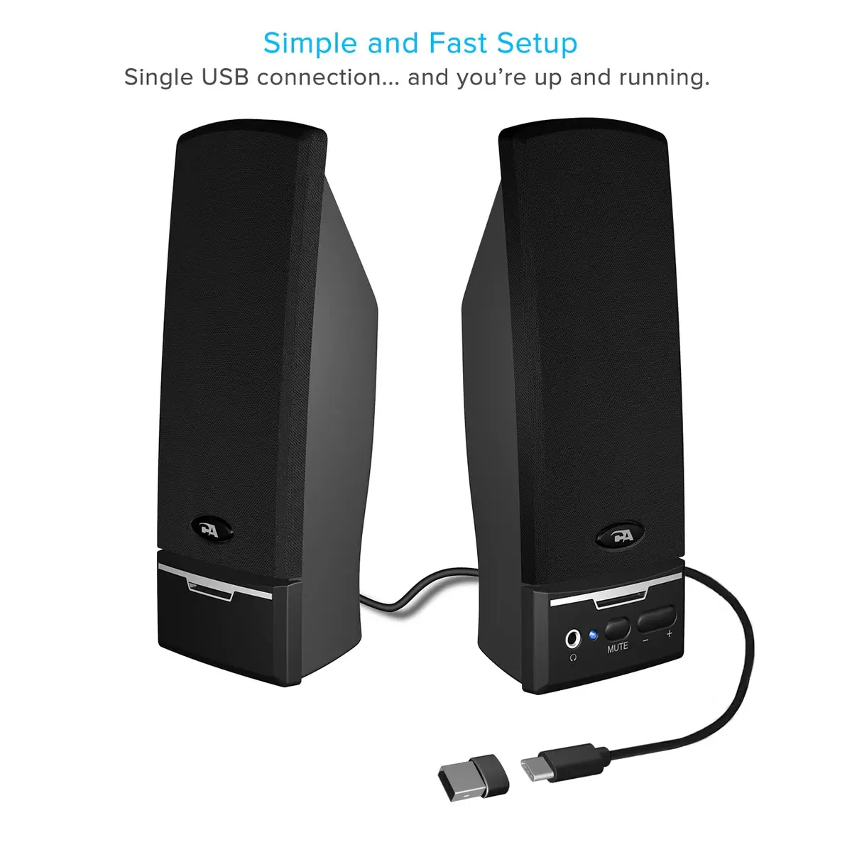 Cyber Acoustics CA-2014USB 2.0 Computer Speakers 10W Stereo Sound | USB Powered Desktop Audio - view 5