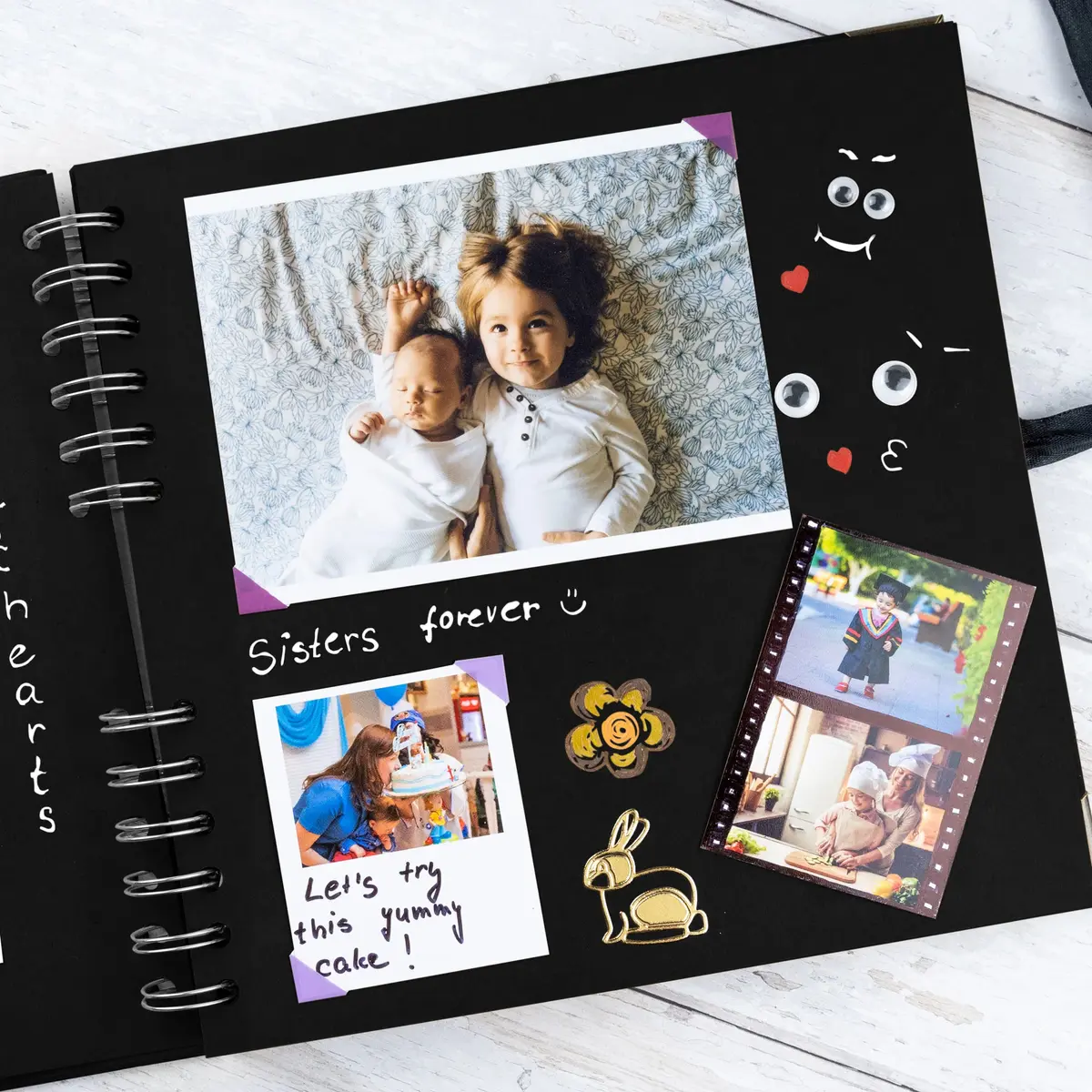 Bstorify Scrapbook Album, 8 x 8 Inch | Durable 60 Pages, Black, Creative Memory Book - view 5
