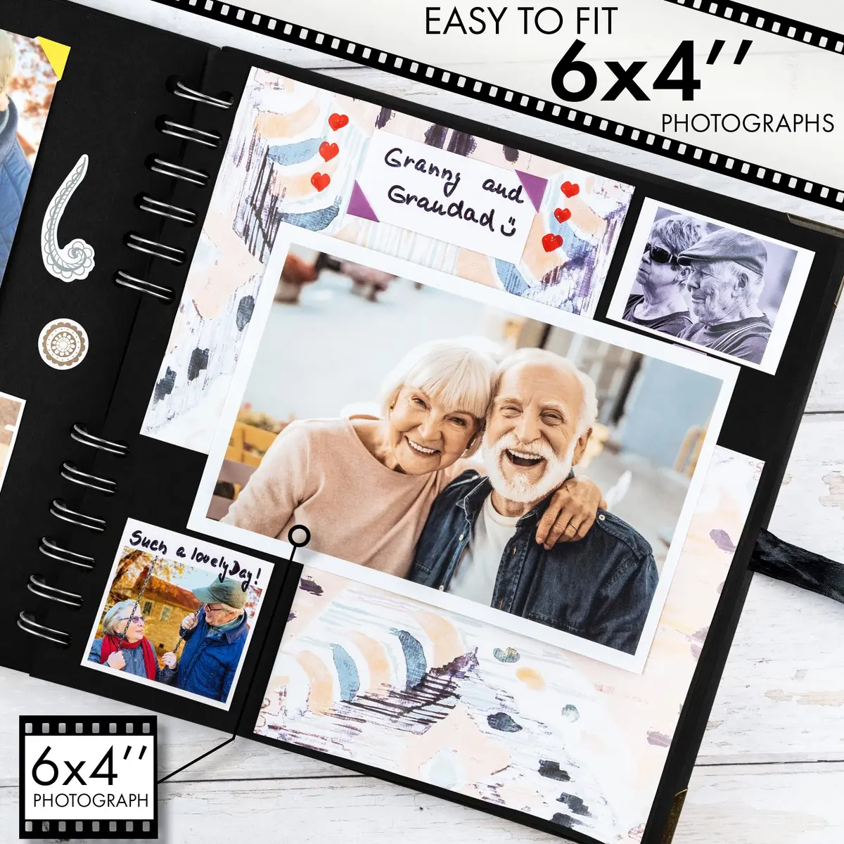 Bstorify Scrapbook Album, 8 x 8 Inch | Durable 60 Pages, Black, Creative Memory Book - view 4