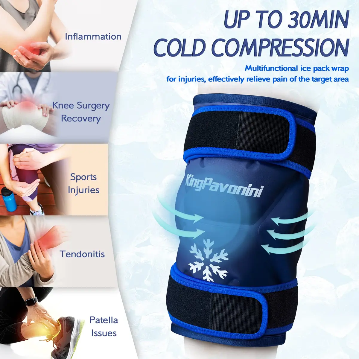 KingPavonini XXL Knee Ice Pack Wrap Around Entire Knee 2 Pack | Large Gel Cold Therapy for Pain & Swelling - view 6