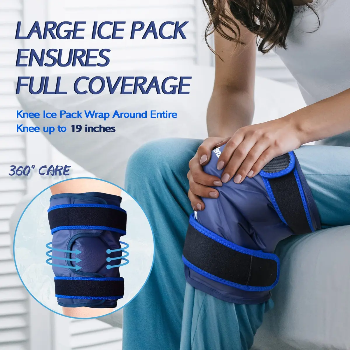 KingPavonini XXL Knee Ice Pack Wrap Around Entire Knee 2 Pack | Large Gel Cold Therapy for Pain & Swelling - view 3