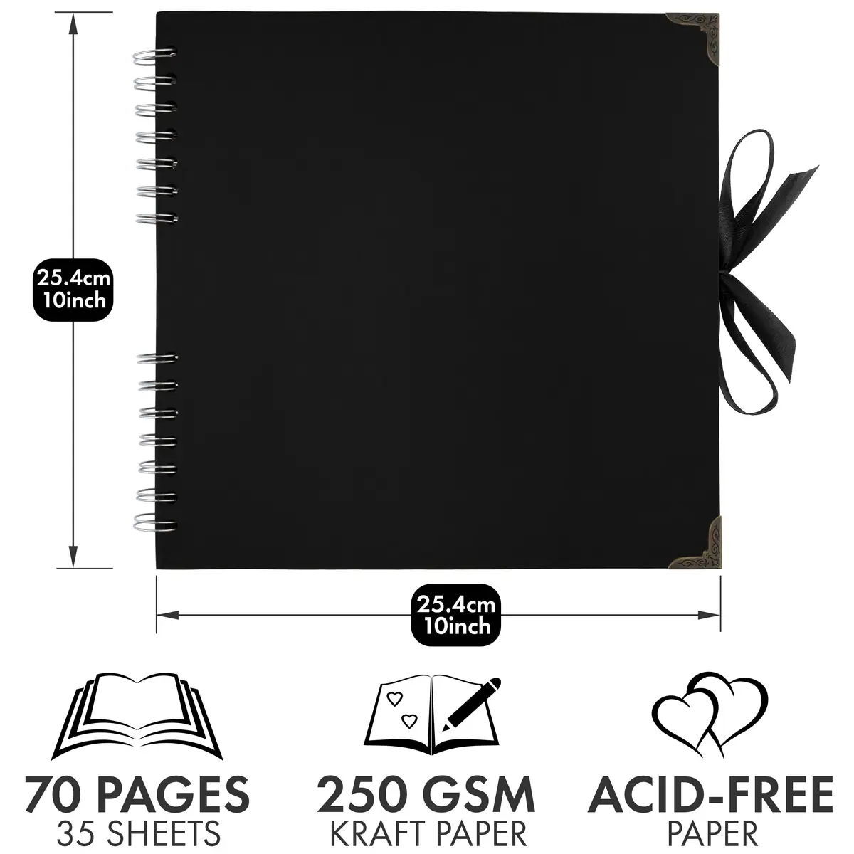 Bstorify Scrapbook Album 10 x 10 Inch Black | Durable & Creative Memory Book - view 2