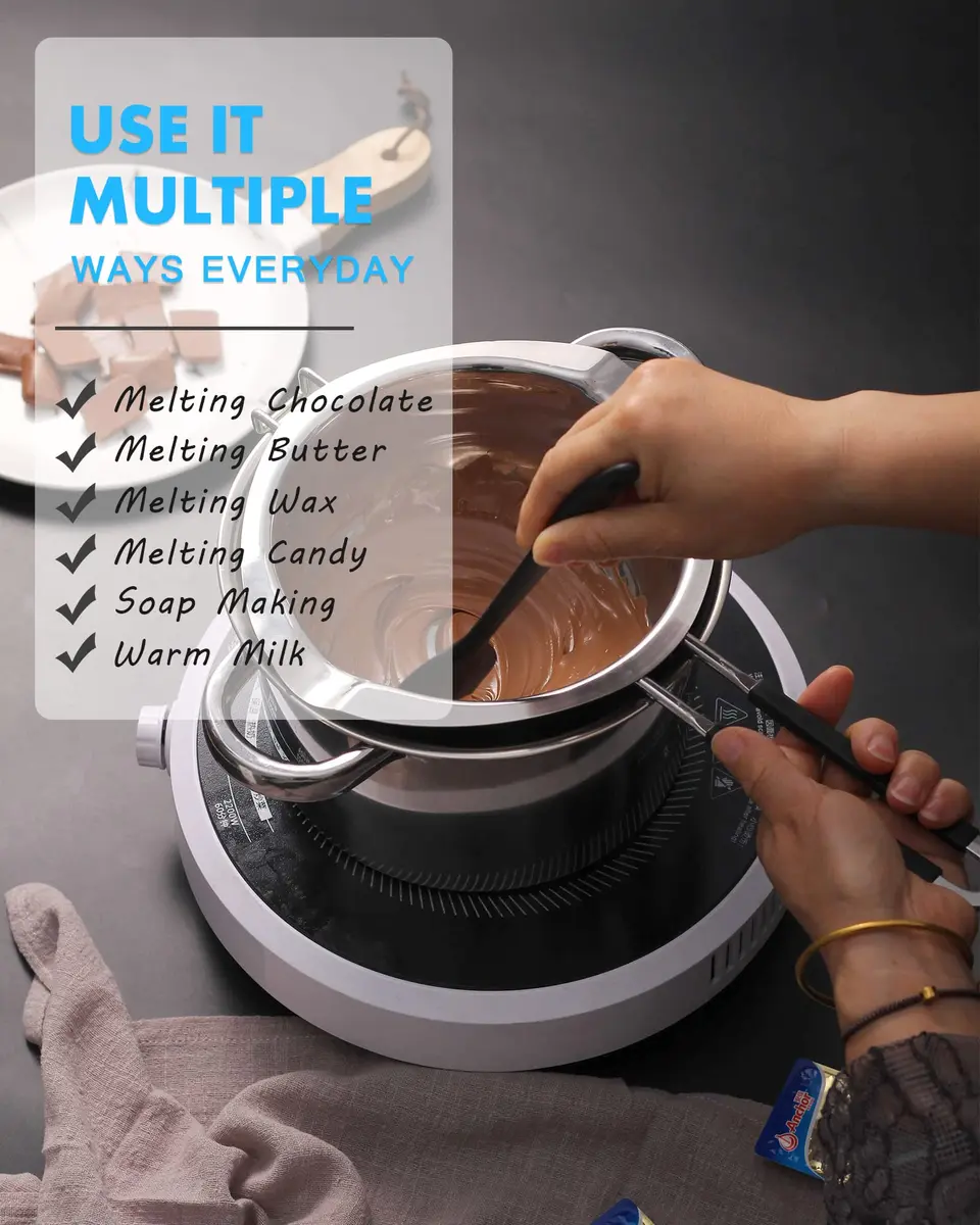 Marsheepy 1200ml Chocolate Melting Pot with 2800ml Stainless Steel Pot | Rust-Proof 304 Steel, Dishwasher Safe - view 4