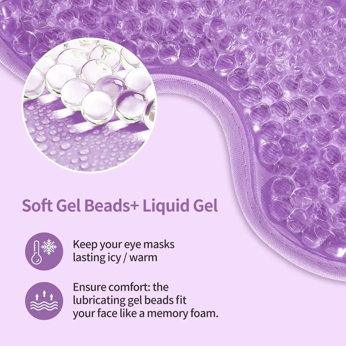 CONSGIJI Gel Eye Mask 2PCS | Reusable Cold Therapy for Puffiness & Dark Circles, Cooling Compress (Purple) - view 5