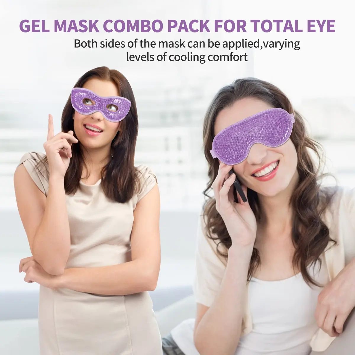 CONSGIJI Gel Eye Mask 2PCS | Reusable Cold Therapy for Puffiness & Dark Circles, Cooling Compress (Purple) - view 2