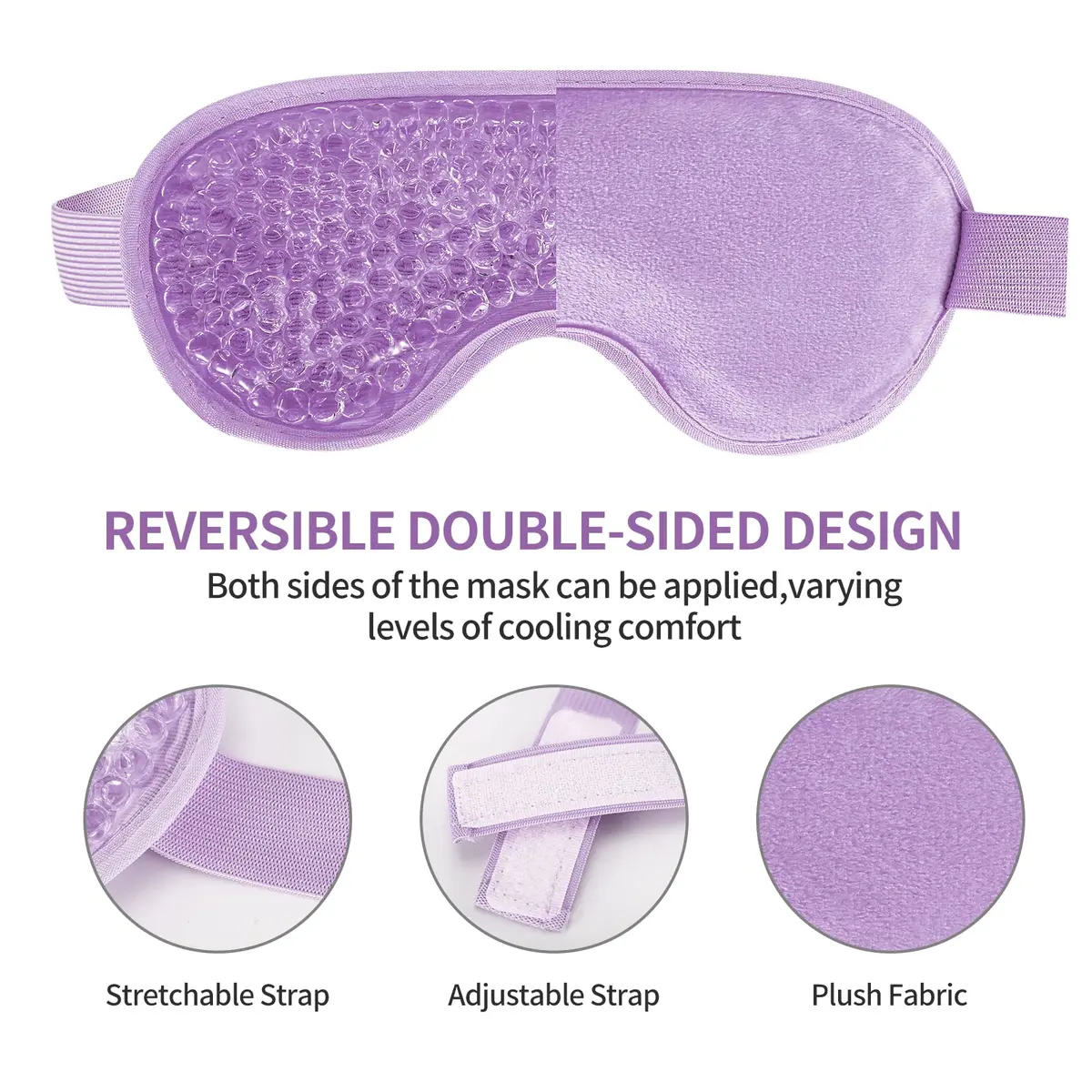 CONSGIJI Gel Eye Mask 2PCS | Reusable Cold Therapy for Puffiness & Dark Circles, Cooling Compress (Purple) - view 3