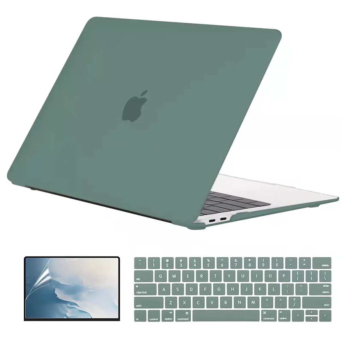 EooCoo Crystal Case for MacBook Pro 13-inch M2 M1 (A2338 A2289 A2251 A2159 A1989 A1706 A1708) | Matte Green Hard Shell Protection - main product image