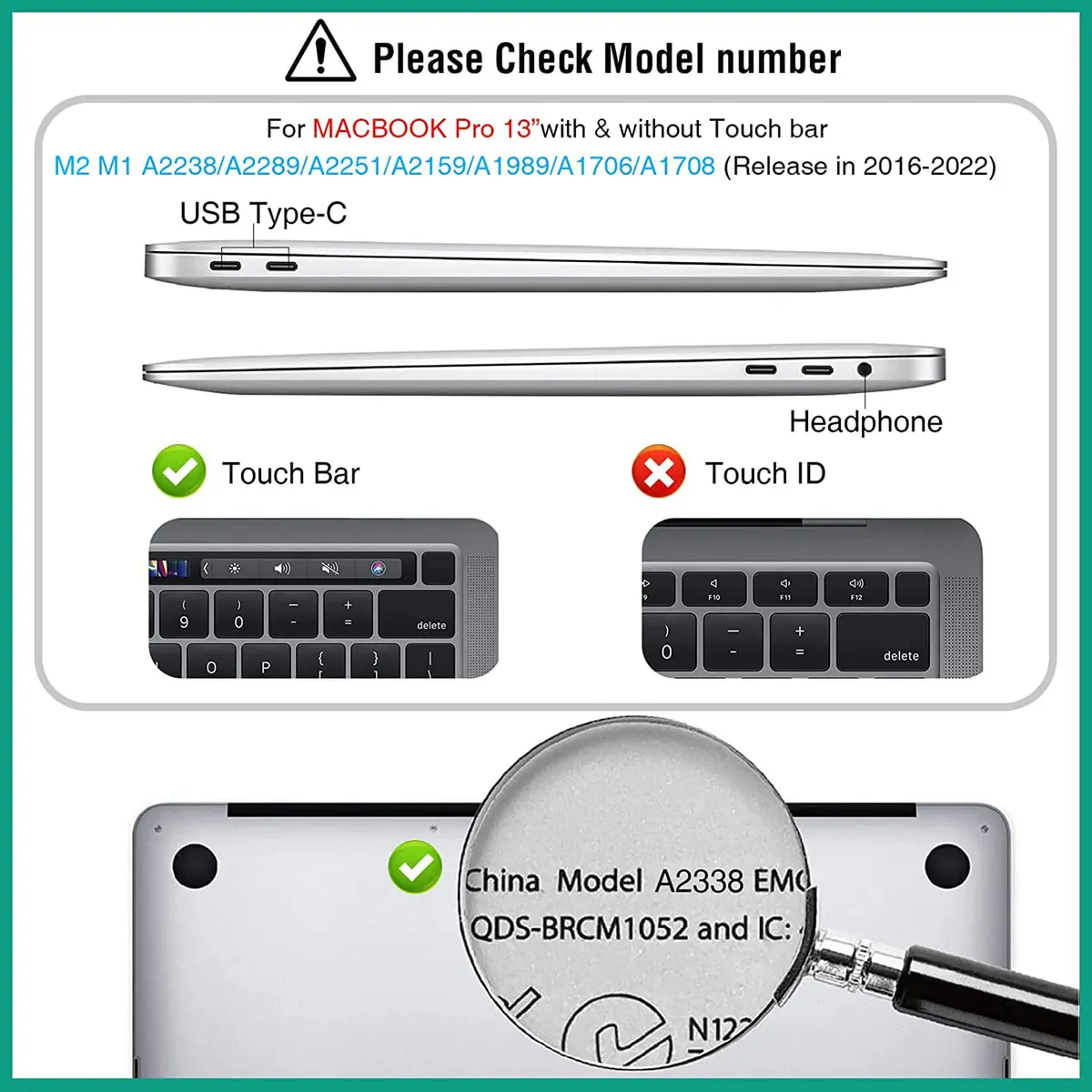 EooCoo Crystal Case for MacBook Pro 13-inch M2 M1 2022-2016 | Slim, Scratch-Resistant, Lightweight - view 7